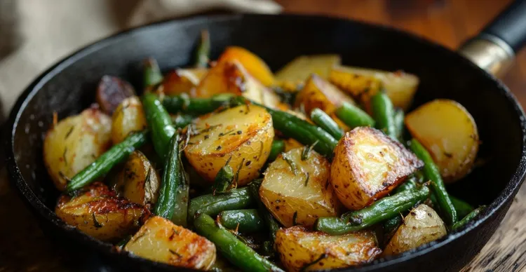 Italian-style green beans and potatoes with garlic