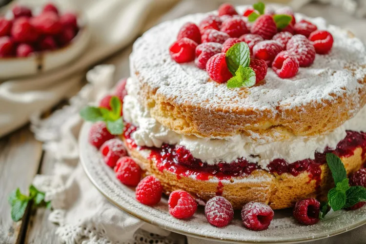 Jam and cream sponge