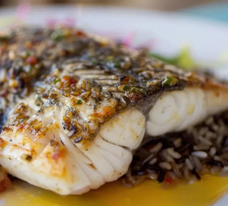 Lemon thyme wild rice-crusted cod