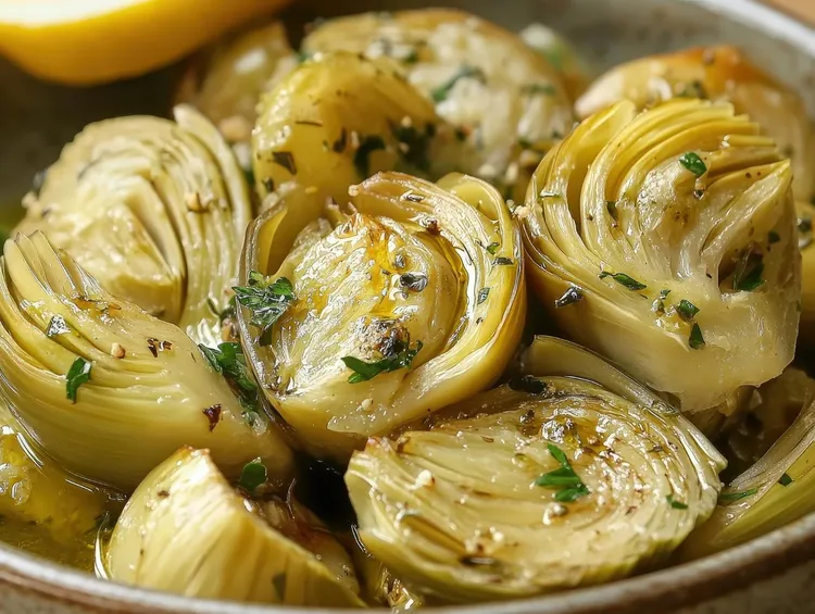 Lemon garlic steamed artichokes