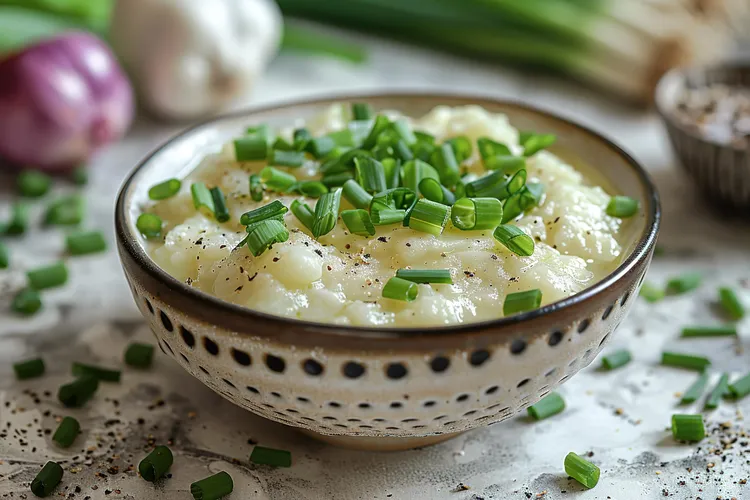 Mashed potatoes with green onions and parmesan