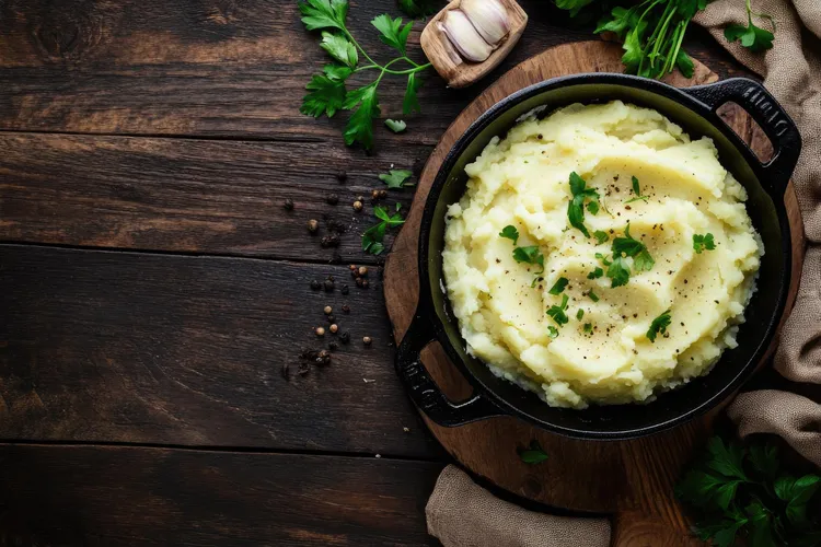 Horseradish mashed potatoes with parsley and black pepper