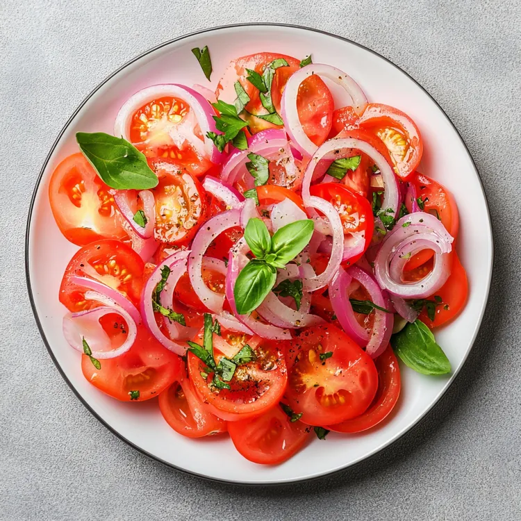Mixed tomato and basil salad
