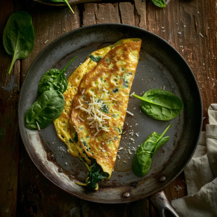 Spinach omelet with cheddar cheese