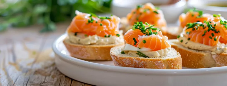 Chive and salmon salad on toast