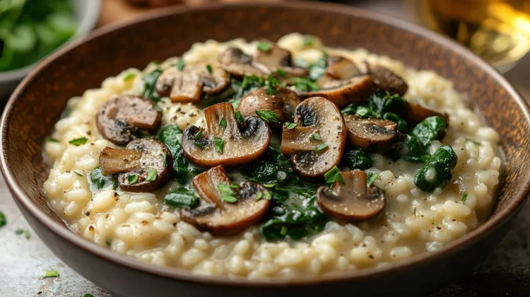 Mushroom and spinach risotto