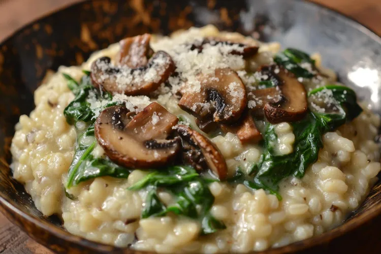 Mushroom and spinach risotto