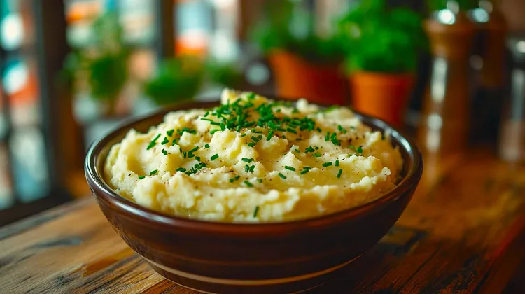 Olive oil mashed potatoes with chives