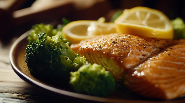 One-pan salmon and broccoli bake