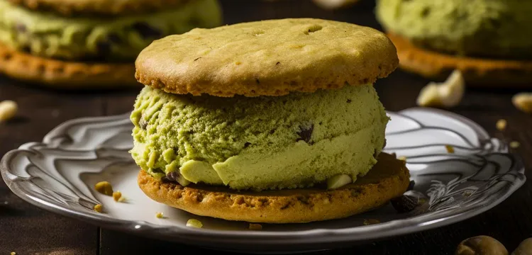 Pistachio ice-cream sandwiches