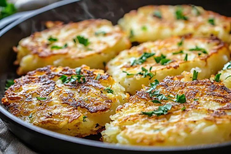 Potato fritters with onion and herbs