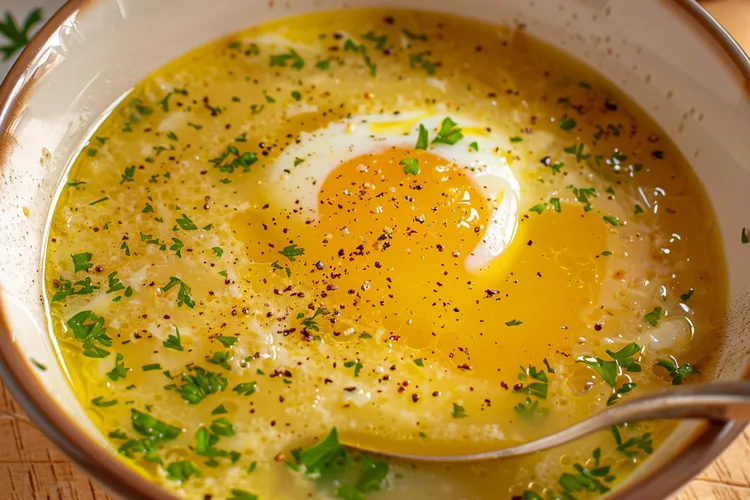 Italian potato soup with eggs