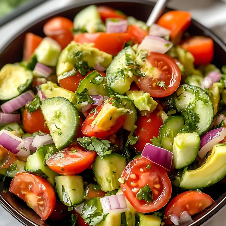 Cucumber avocado salad with cherry tomatoes