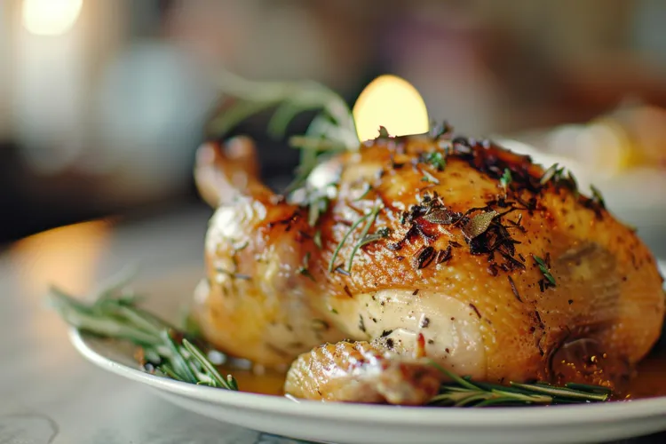Roast tarragon chicken with white wine gravy