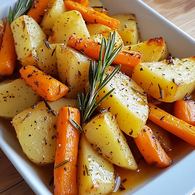 Rosemary & garlic potatoes with baby carrots