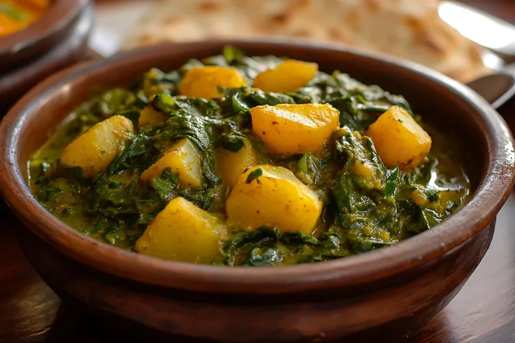 Saag aloo with greek yogurt