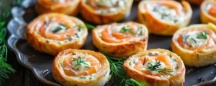 Salmon, herb and creme fraîche tarts