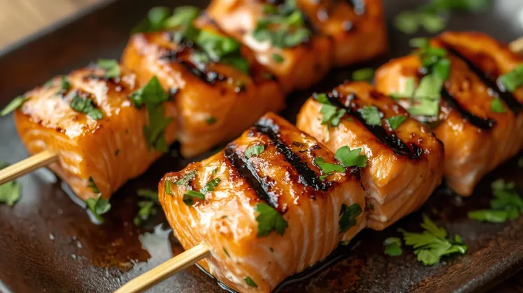 Salmon & lime kebabs