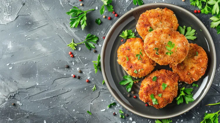 Salmon patties with coconut oil and parsley