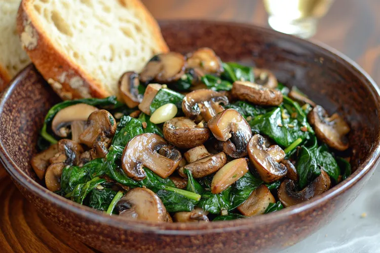 Sautéed spinach with mushrooms