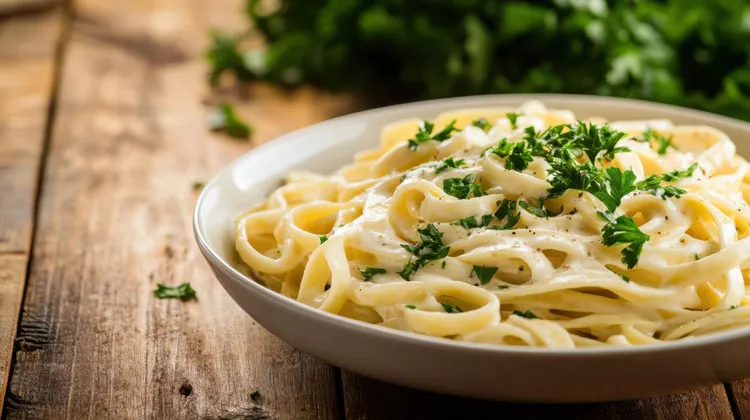 Light and creamy skinny fettuccine alfredo