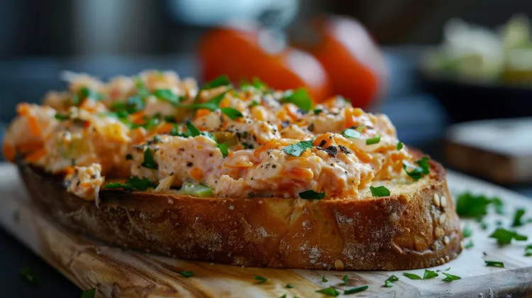 Smoked salmon tapenade with garlic toast