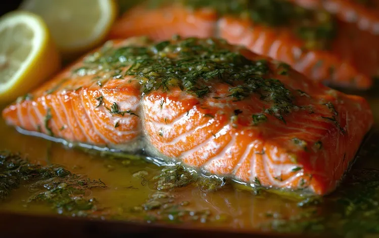Steamed salmon with tarragon vinaigrette