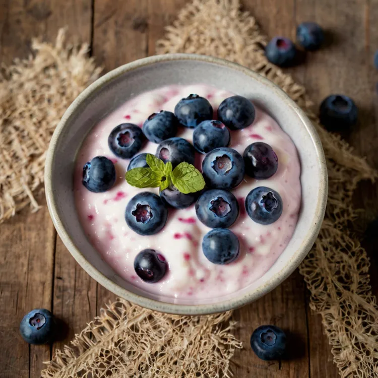 Warm blueberry yogurt parfait