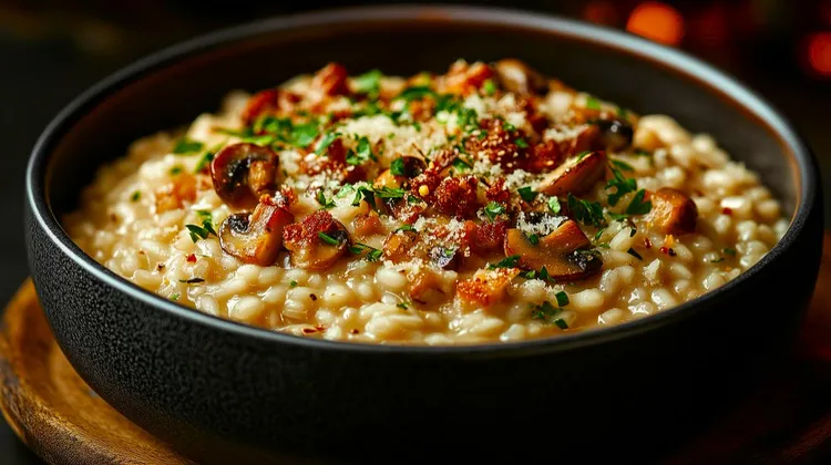 Bacon and mushroom risotto