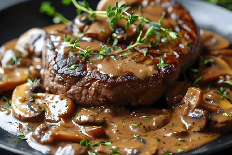 Beef fillet with wild mushroom vinaigrette