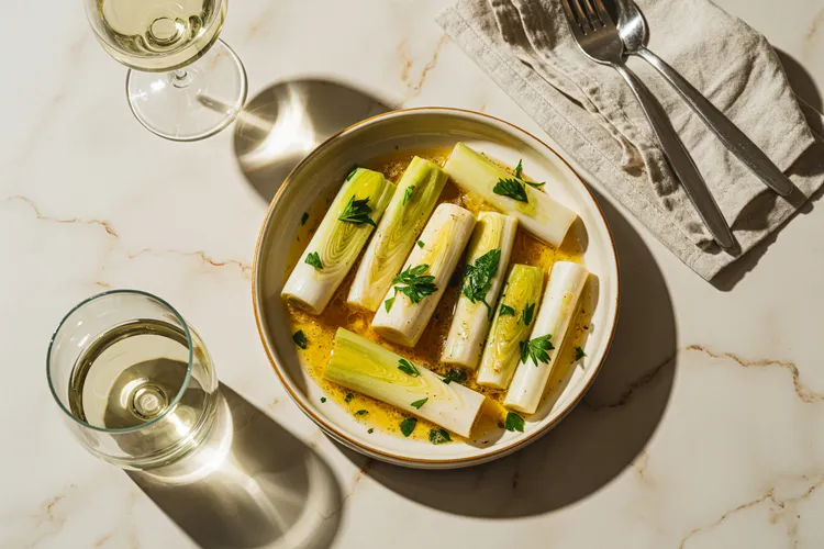 Braised leeks