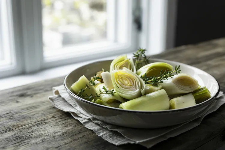 Braised leeks with thyme