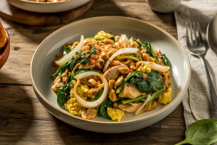 Chicken and peanut noodle stir-fry
