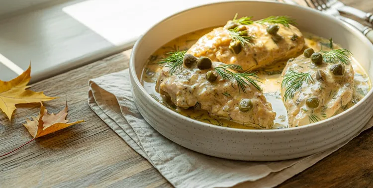 Chicken breasts in caper cream sauce