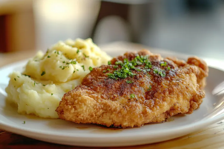 Chicken kyiv with mashed potato