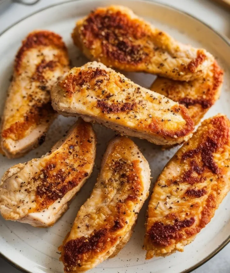 Chicken strips with olive oil and seasoning