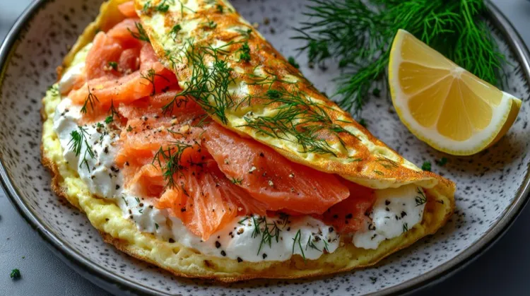Chive omelette with smoked salmon