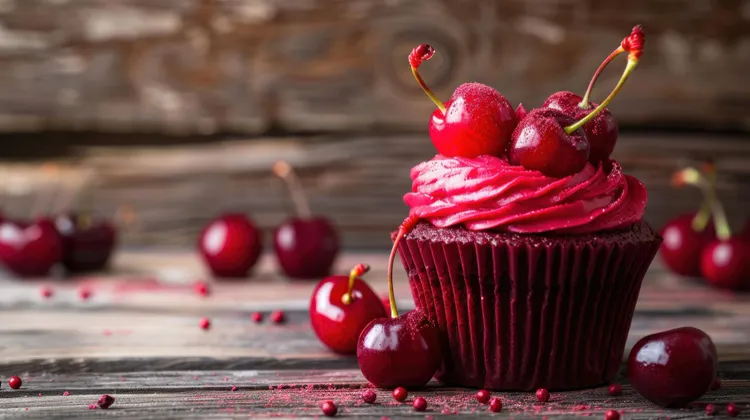 Choc cupcakes with cherry buttercream