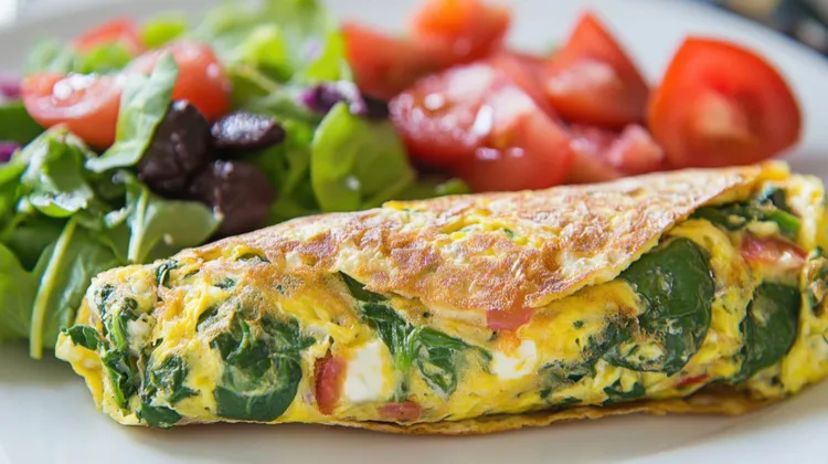 Spinach, tomato and cottage cheese omelet