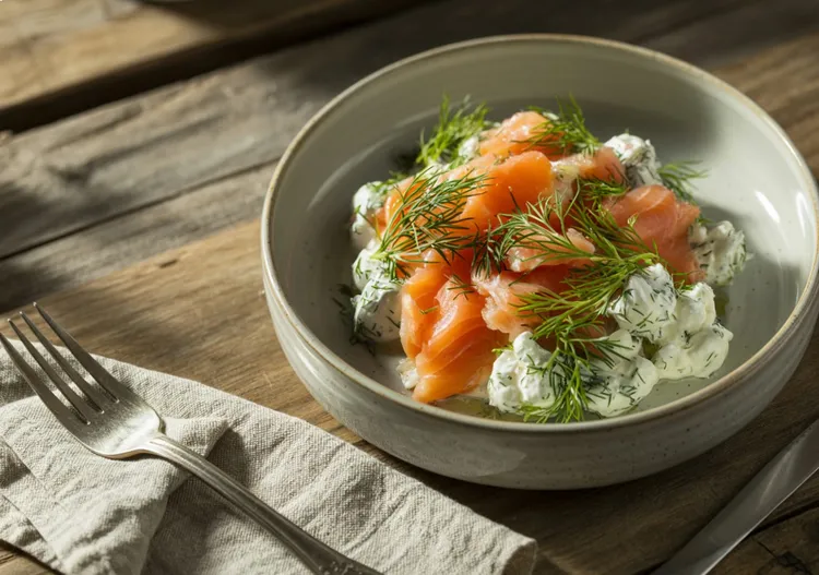 Smoked salmon & dill cottage cheese bowl