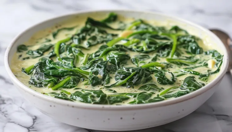 Spinach with white wheat flour and butter