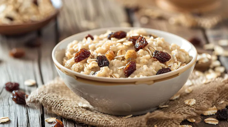 Quick oatmeal with raisins
