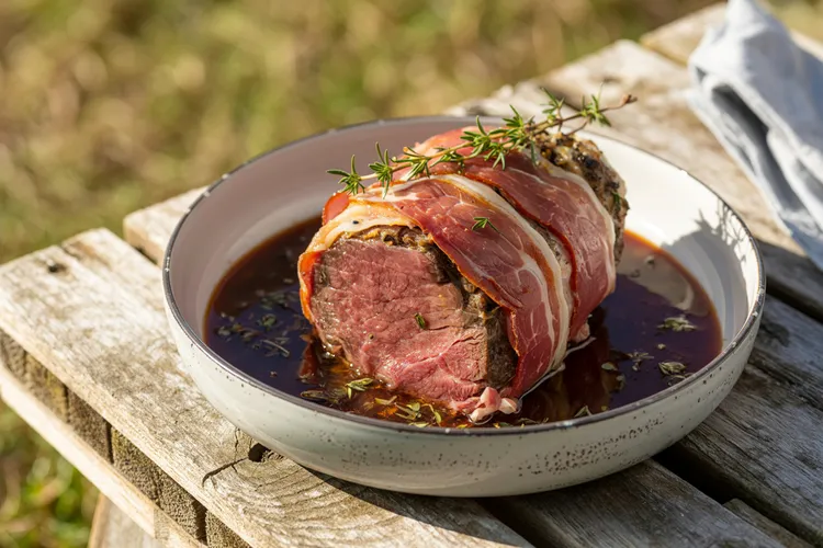 Beef with mulled wine gravy
