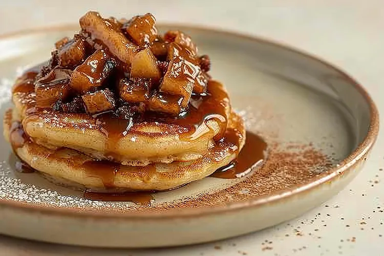 Fluffy pancakes with caramelised apples