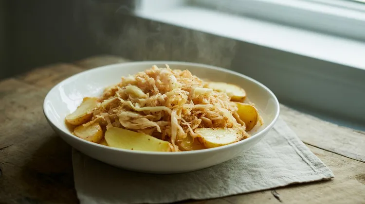 Fried potatoes and cabbage