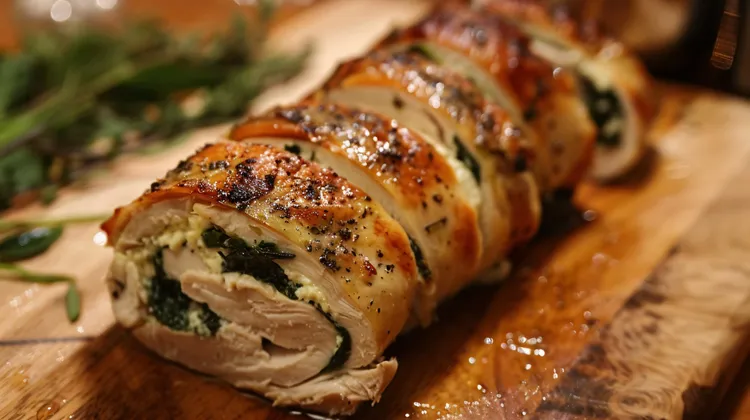 Garlic and basil stuffed chicken