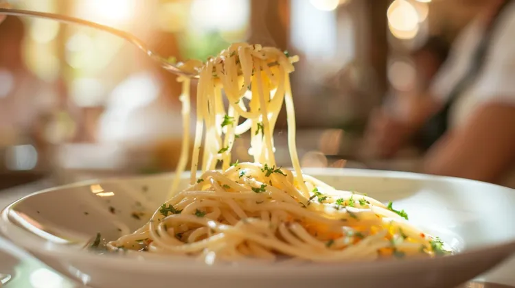 Greek spaghetti with parmesan cheese