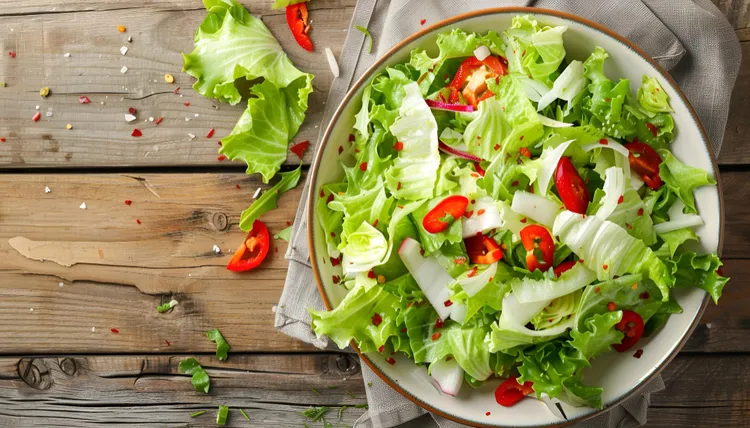 Green salad with spicy dressing