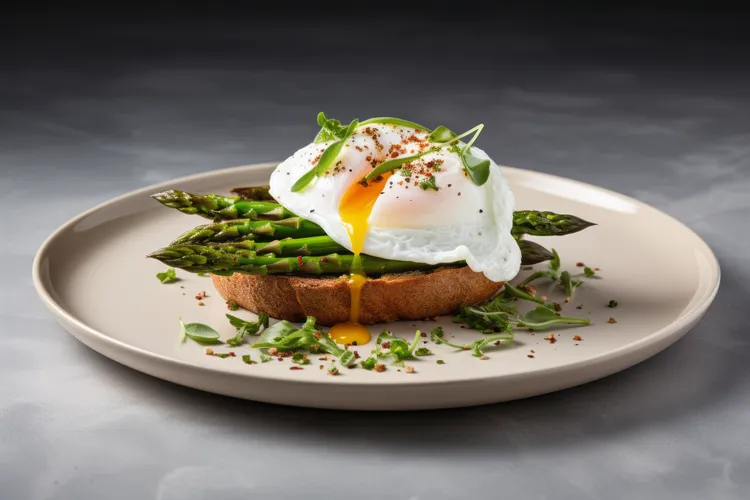 Grilled asparagus and poached egg toast