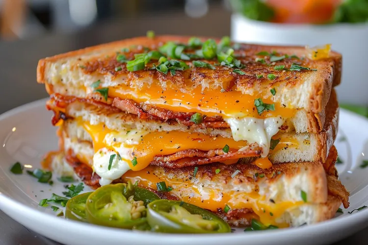 Bacon and egg grilled cheese sandwiches